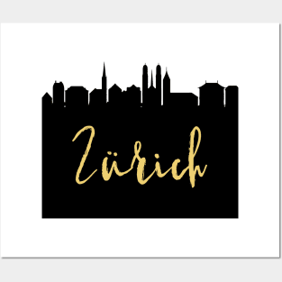 ZURICH SWITZERLAND DESIGNER SILHOUETTE SKYLINE ART Posters and Art